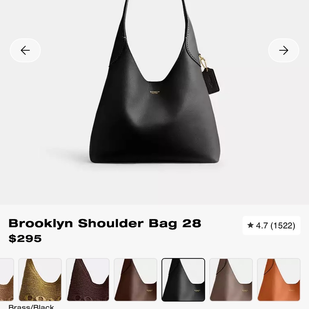 BRAND NEW W/TAG Coach Brooklyn Shoulder Bag in Black Leather